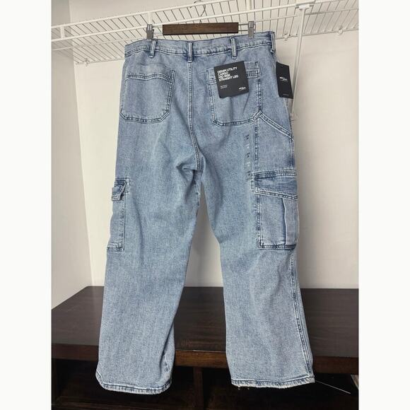 Silver Jeans Co. Denim Utility Cargo Jeans Mid Rise Straight Leg size 14W - Picture 5 of 9